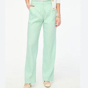 J. Crew Women Green Mint Wide Leg Pants High-Waisted Linen Blend Size 6 NWOT